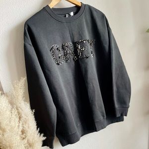 GRAY Embellished Sweatshirt Small